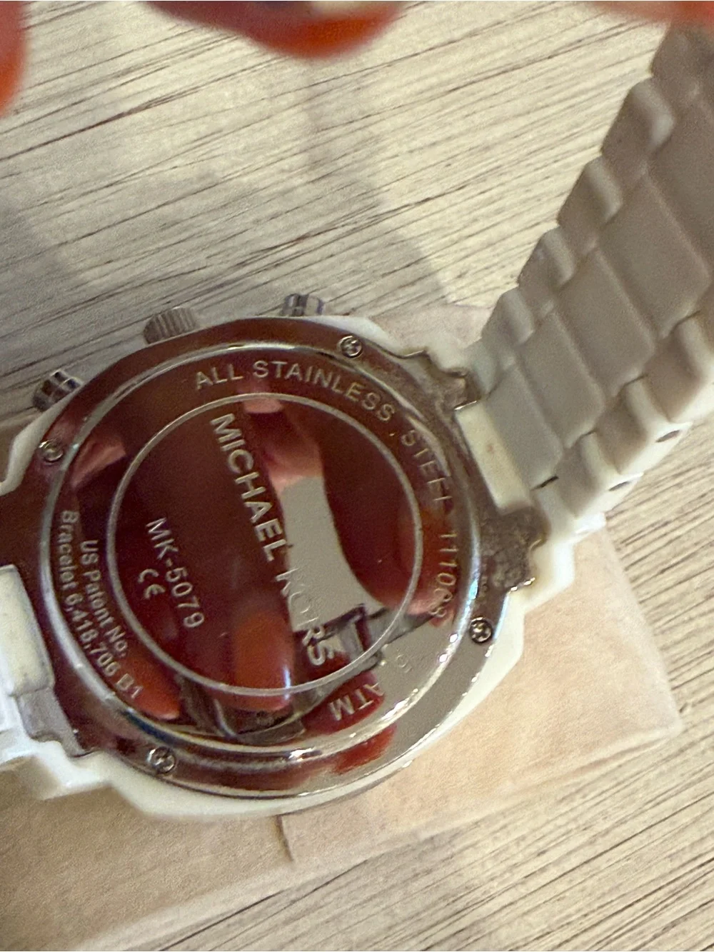 Michael Kors White and Silver Crystal-Trim Women's Chronograph Watch